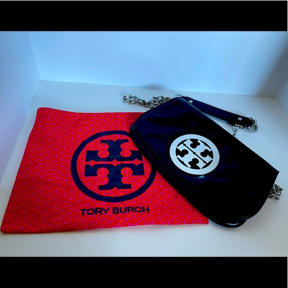 Tory Burch Black Leather Reva Logo Crossbody Bag - Picture 1 of 6
